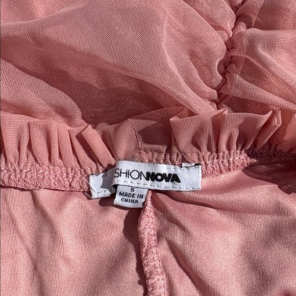 Fashion Nova Maura Mesh Dress Mauve | Ruched Bodycon | Off-Shoulder | Size XS | - Picture 6 of 8